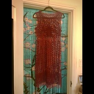 Sheer burgundy lace midi sheath dress vintage